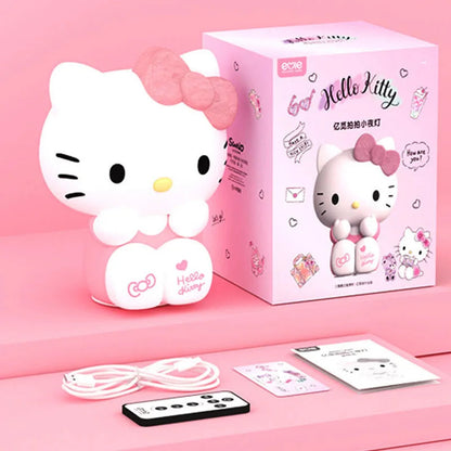 Kawaii Sanrio Hello Kitty Pat Night Light Girls Bedroom Bedlight Anime Hellokitty Night Lamp Desktop Decor Ornaments Girls Gift