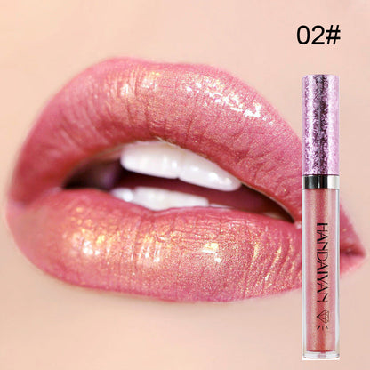 handaiyan Diamond Pearl Lip Gloss Non-Stick Cup Mermaid Lip Gloss Lipstick
