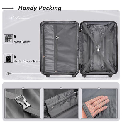 Expanable Spinner Wheel 2 Piece Luggage Set ABS Lightweight Suitcase with TSA Lock 20inch+24inch Green + Plastic