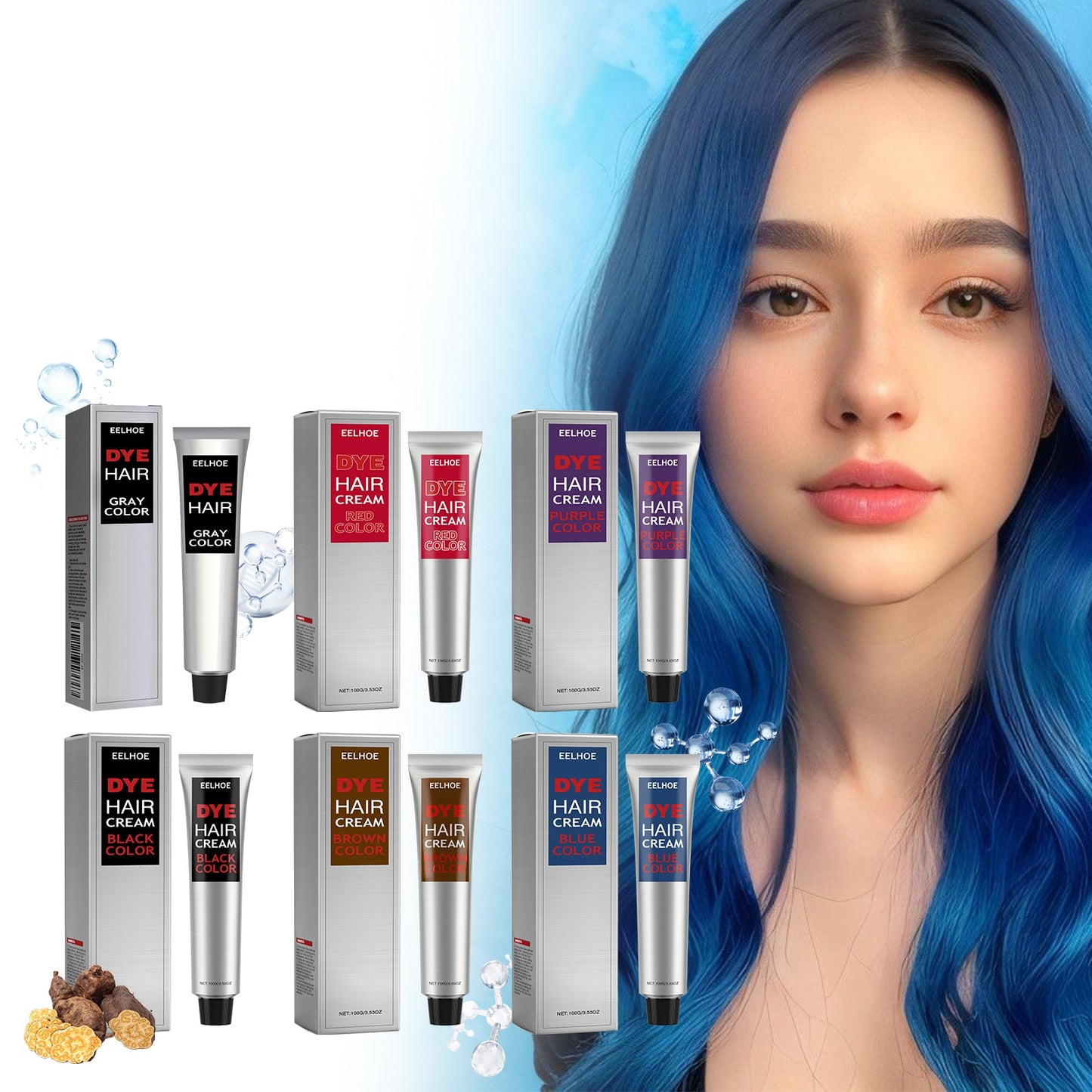 Hair Cream, Gentle, Non-Irritating, Non-Scalp Injury, Easy Color Change, Moisturizing Hair, Easy To Wash Hair Cream