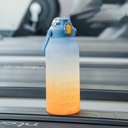 New Frosted Gradient Color Water Bottle Large Capacity Straw Travel Pot Color Sports Water Bottle Outdoor Fitness Cup