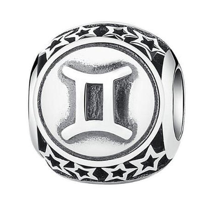 BAMOER 925 Sterling Silver Aquarius Star Sign Zodiac Beads Charms fit Bracelets PSC048