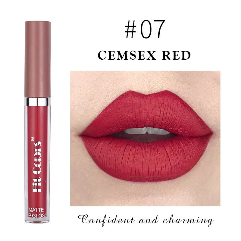 Fit Colors Matte Non Stick Cup Lip Gloss Fog Face Velvet Thin Tube Liquid Lipstick