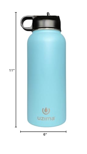 Uzima - Z-Source Filtered Water Bottle for Hiking, Backpacking, Camping, and Travel. Large 32oz Capacity with Double-Walled Stainless Steel Exterior.
