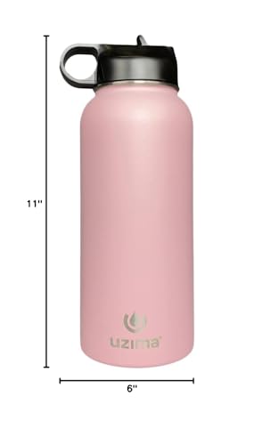 Uzima - Z-Source Filtered Water Bottle for Hiking, Backpacking, Camping, and Travel. Large 32oz Capacity with Double-Walled Stainless Steel Exterior.