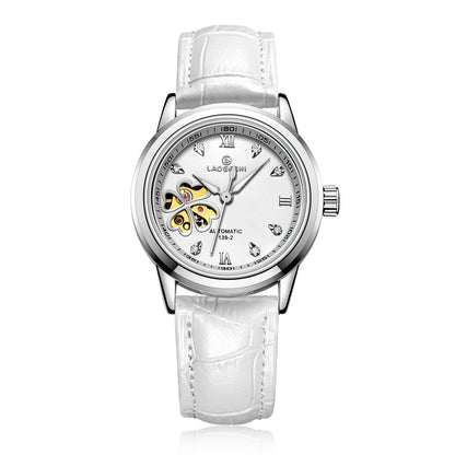 LAOGESH Women's Fully Automatic Mechanical Watch Fashion Hot Selling Night Glow Genuine Leather Steel Band Couple Watch