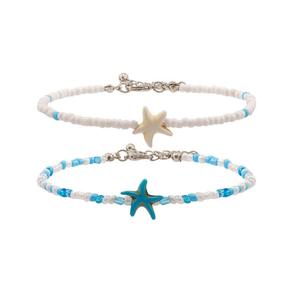 Conch Rice Bead Anklet Multi Layer Beach Foot Accessories Hot Selling Ocean Star Resort Foot Chain Set