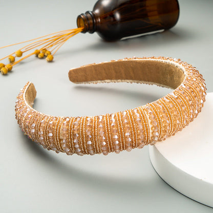 Hair Hoop Hand Woven Beaded Head Hoop Female Baroque Sponge Hair Bundle Korean Style Of The Net Red Face Wash Hair Accessories