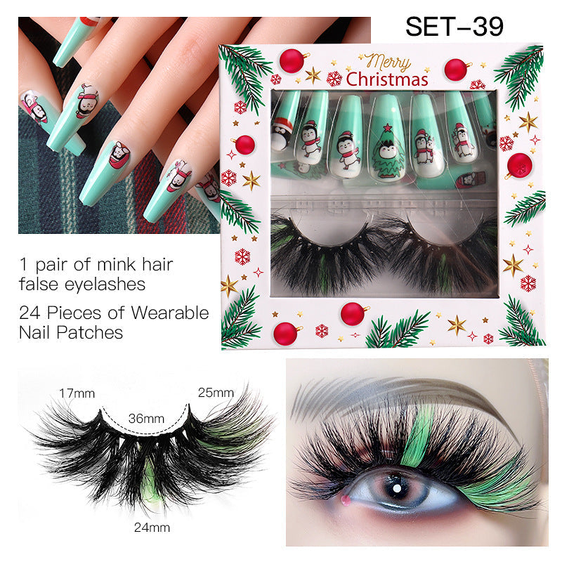 Christmas Nail Enhancement Eyelash Tool Set False Eyelash Decoration Color Mink Hair Beauty Tool