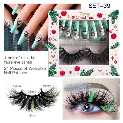 Christmas Nail Enhancement Eyelash Tool Set False Eyelash Decoration Color Mink Hair Beauty Tool