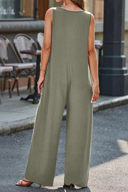 V-Neck Wide Strap Jumpsuit