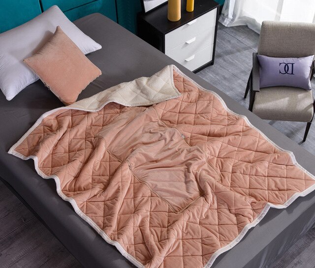 2 in 1 Flannel Cushion Blanket car sofa lumbar throw pillow air conditioning blanket foldable patchwork quilt blanket Bedding
