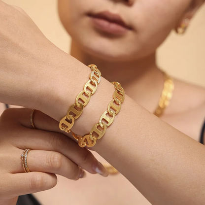 Handmade chain plated with genuine gold titanium steel material women's bracelet