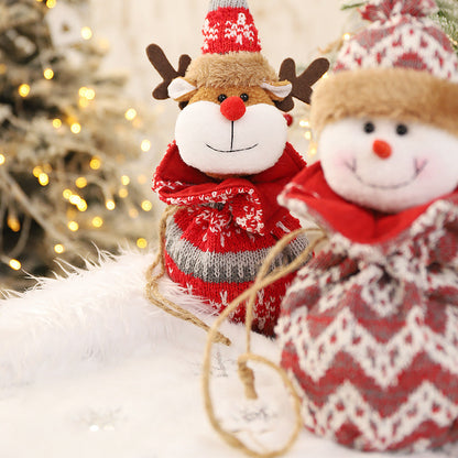 New 3D Knitted Fabric Doll Apple Bag Christmas Decorations Children's Day Gift Bundle Pocket Candy Bag