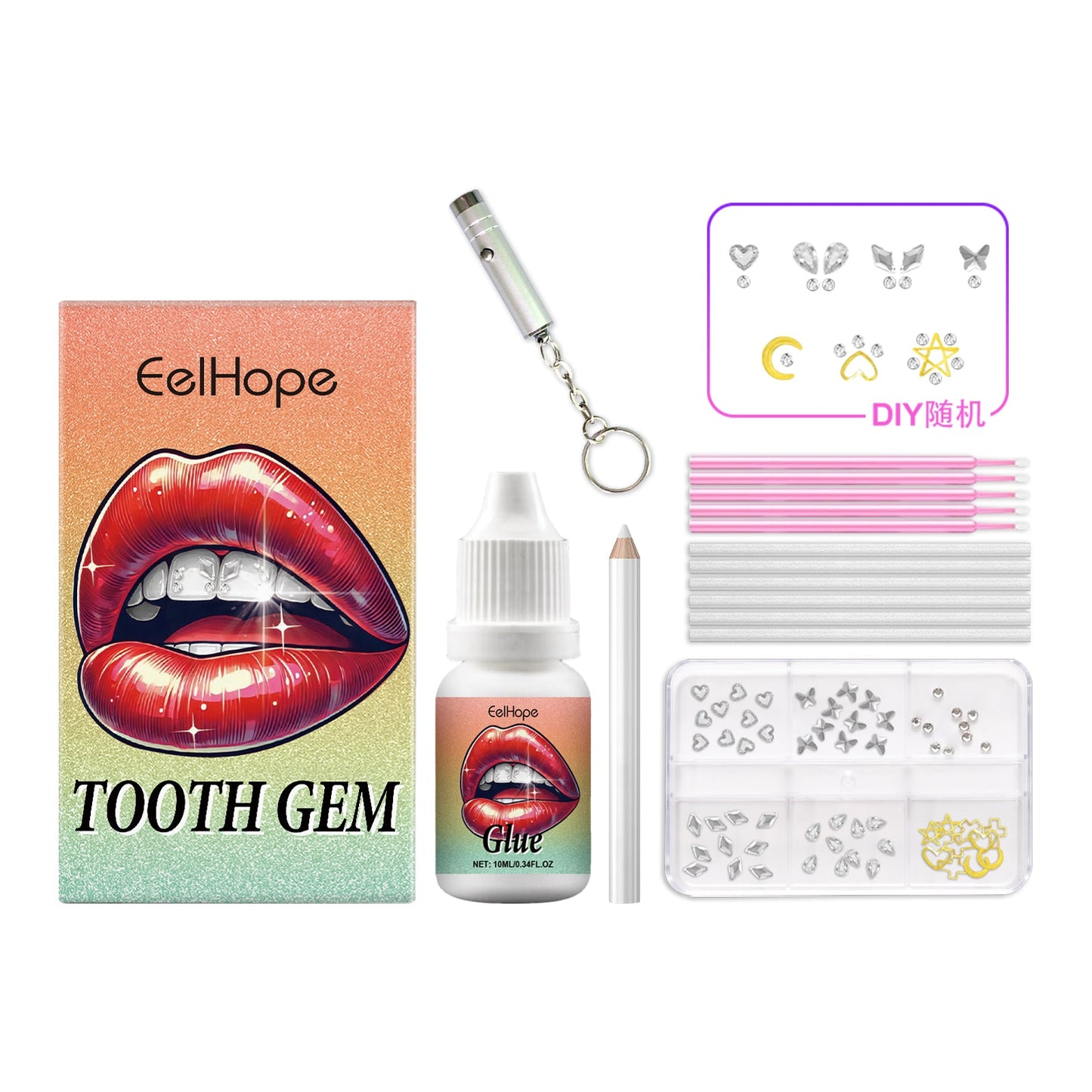 Diy Fashion Dental Set Dental Decoration Drill Combination Personality Sparkle Light Up Smile Style