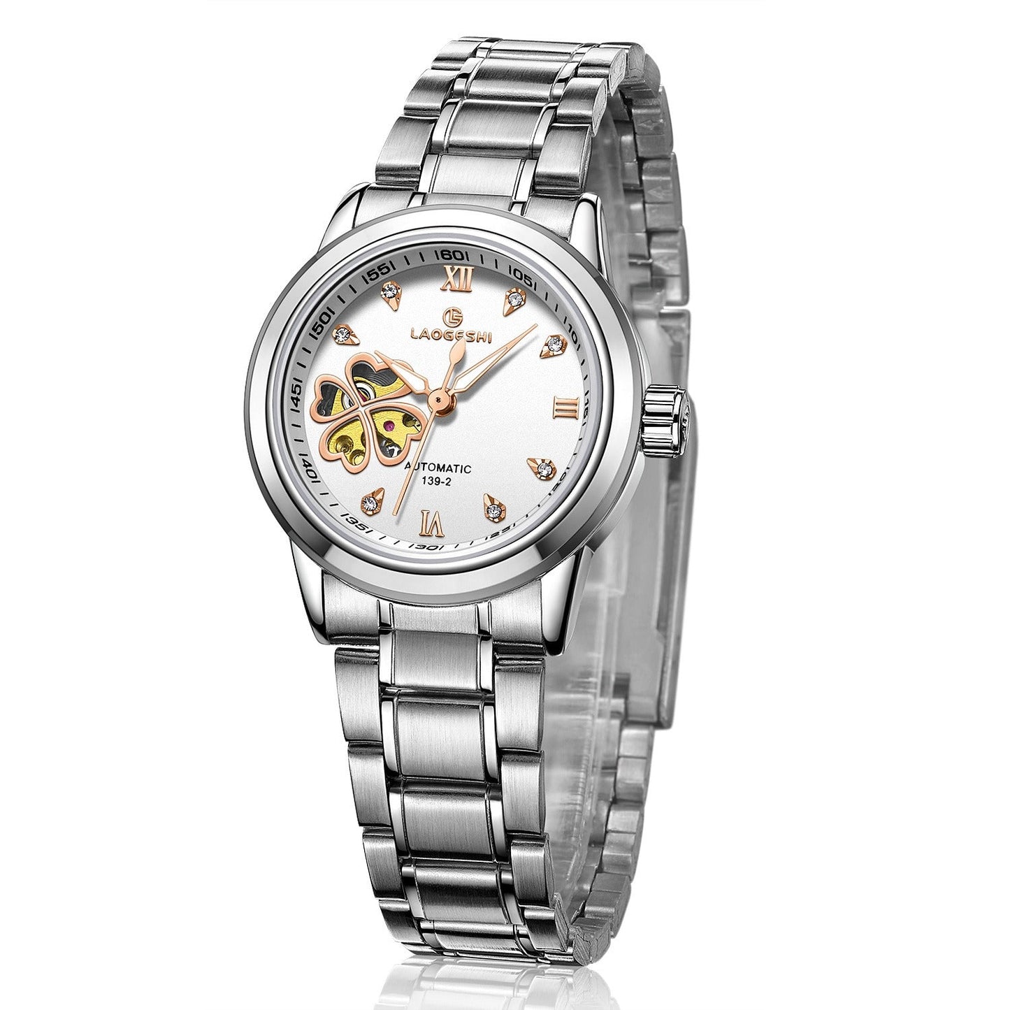 LAOGESH Women's Fully Automatic Mechanical Watch Fashion Hot Selling Night Glow Genuine Leather Steel Band Couple Watch