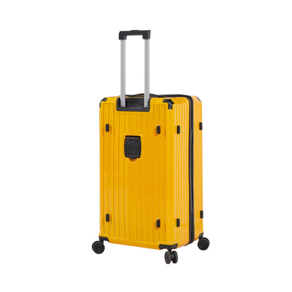 Luggage Set 4 pcs (20"/24"/29"/Travel Bag), PC+ABS Durable Lightweight Luggage with Collapsible Cup Holder TSA Lock, Yellow