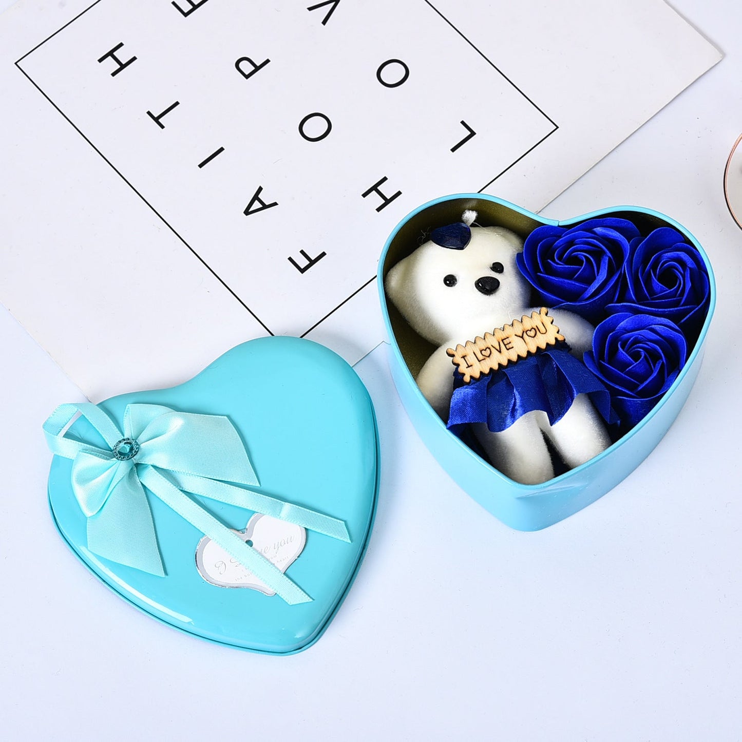 Valentines Day Gift Soap Flower Gift Rose Box Bears Bouquet Wedding Decoration Gift Festival Heart-shaped Box