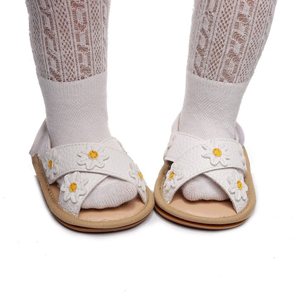 Cross strap small flower children's and girls' sandals, baby and baby comfortable walking shoes