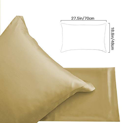 Copper Pillowcase with 100% Copper Oxide Fiber, Prevents Crow's Feet, Forehead Wrinkles, Fine Lines & Hair Smooth, Silk Like Soft Pillow Cover for Mum Daughter Girlfriend (18.5 in × 27.5 in) (2 pcs)