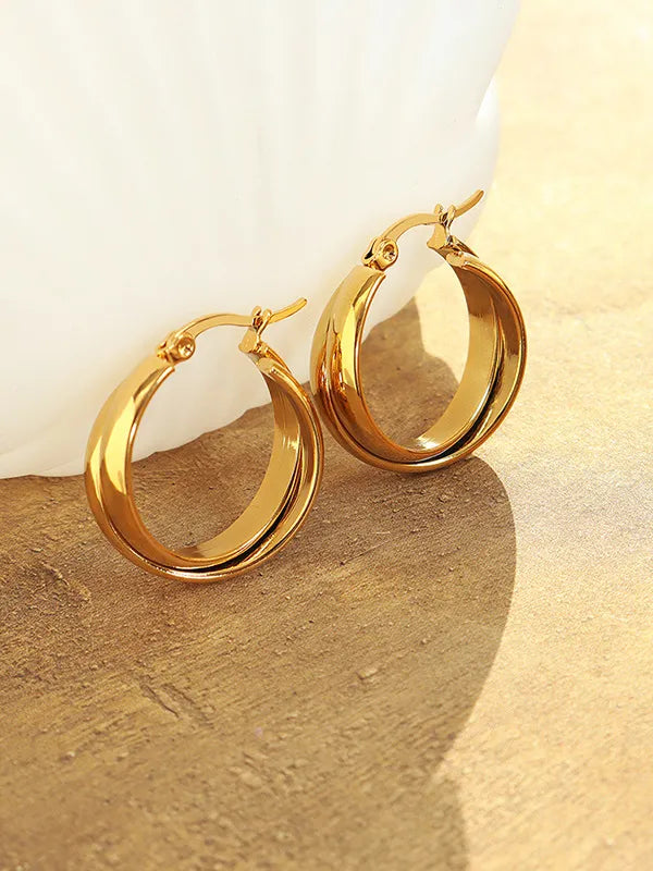 Double U-shaped earrings with titanium personalized earrings for women