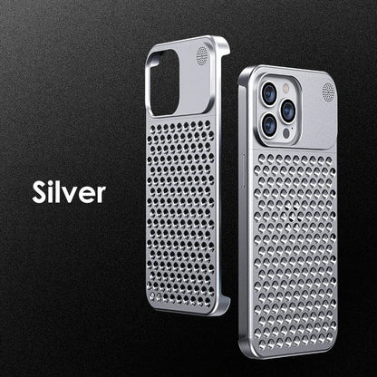 Metalen Warmteafvoer Telefoonhoes Voor Iphone 13 12 14 15 Pro Max Plus Koelende Geur Randloze Holle Aluminium Schokbestendige Hoes
