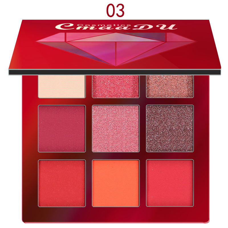 CmaaDu 9 Colors Eye Shadow Diamond Shine Eyeshadow Palette Shiny Highlight Eyeshadow