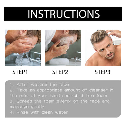 Men's Amino Acid Oil Control Face Wash, Deep Clean Acne Print Delicate Pores Whitening Brightening Skin