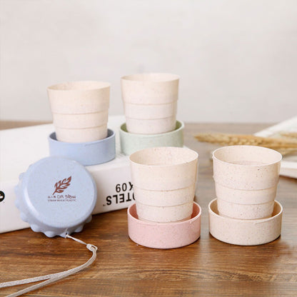 Portable Straw Wheat Plastic Telescopic Drinking Collapsible Folding Cup Travel Camping Convenient Easy To Carry Travel Bottle