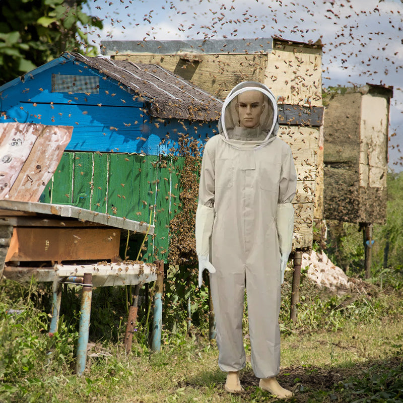 1 Set of Professional Ventilated Full - Body Beekeeping Suit with Gloves