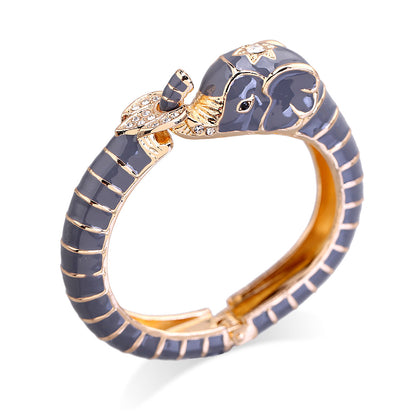 European and American fashion jewelry elephant enamel oil drip alloy open bracelet
