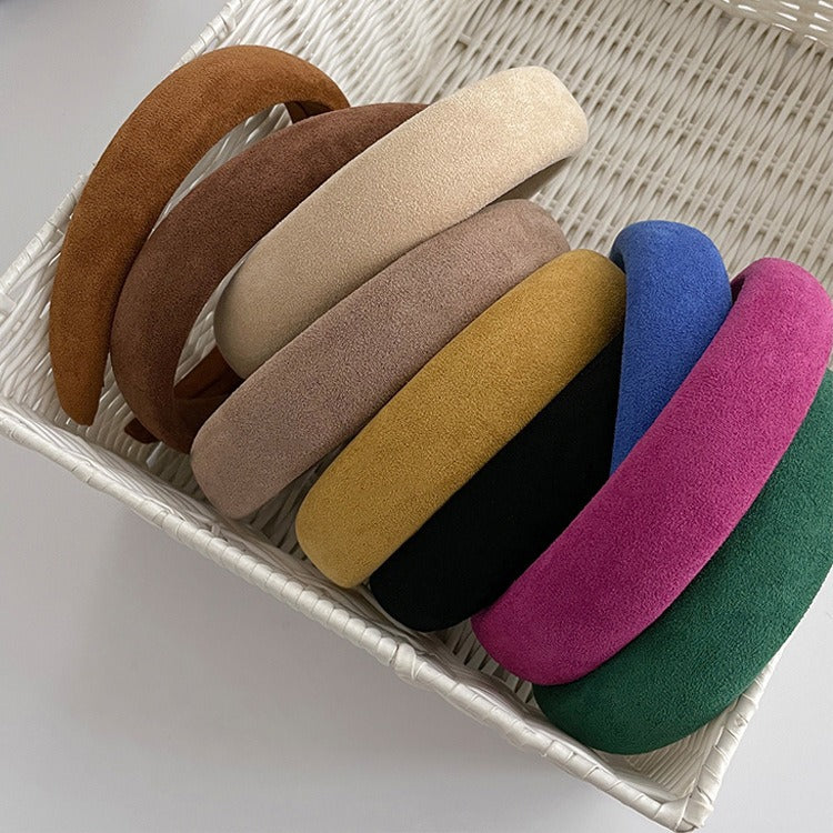 Candy colored velvet with wide edge sponge headband flocking