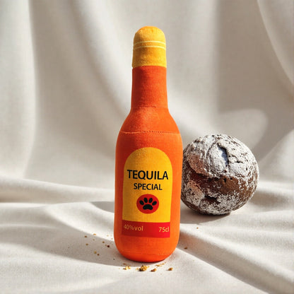 Dog Toy Realistic Wine Bottle Chew-Resistant Self-Entertainment Plush Toy for Cats and Dogs Teeth Cleaning Sound-Making Toy