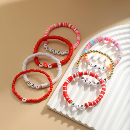 Bohemian style colorful soft ceramic elastic letter LOVE bead bracelet Bracelet