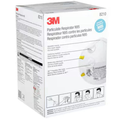 3M 8210 N95 Particulate Respirator Mask, White, Universal Size