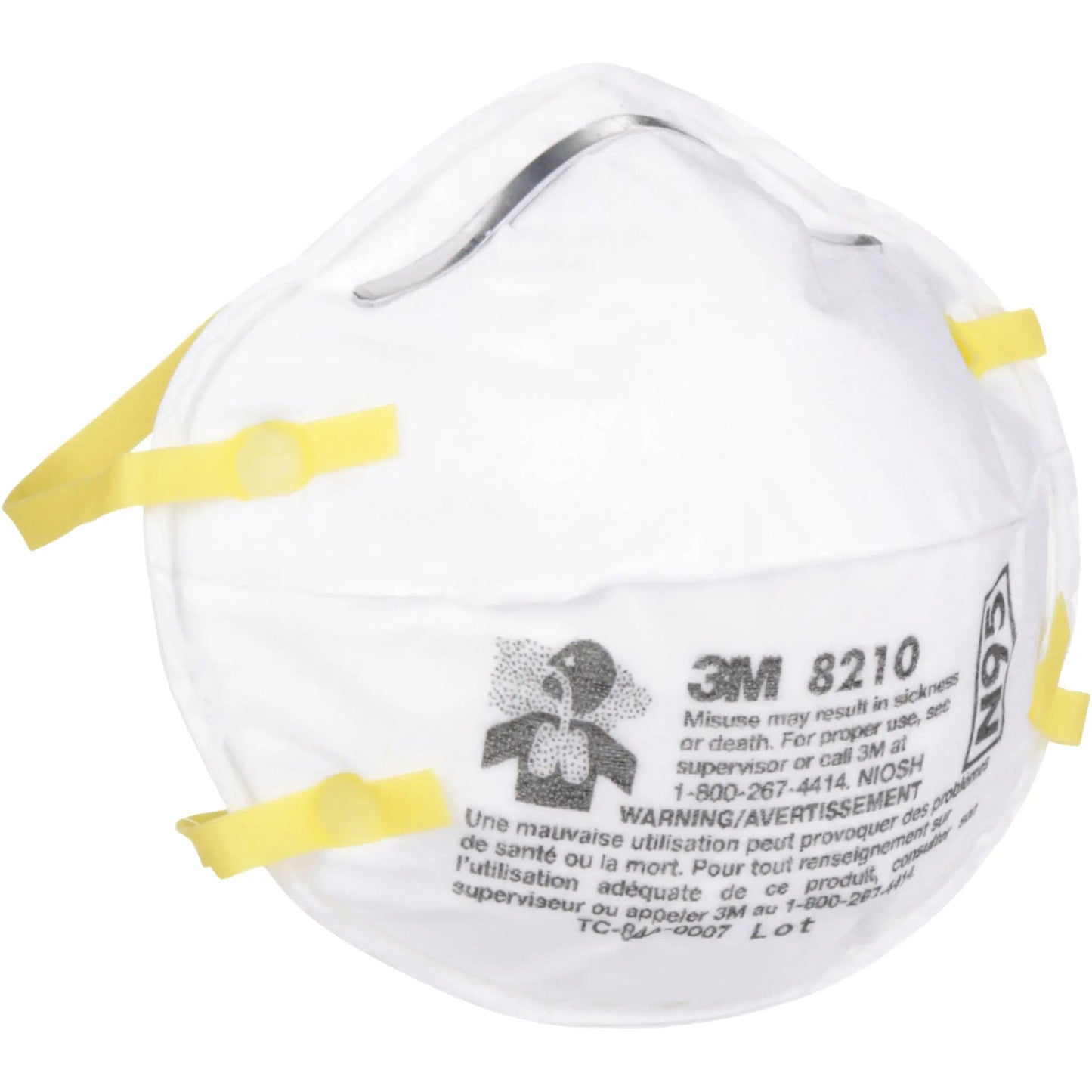 3M 8210 N95 Particulate Respirator Mask, White, Universal Size