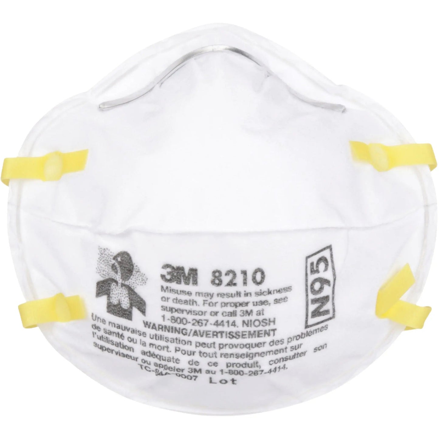 3M 8210 N95 Particulate Respirator Mask, White, Universal Size