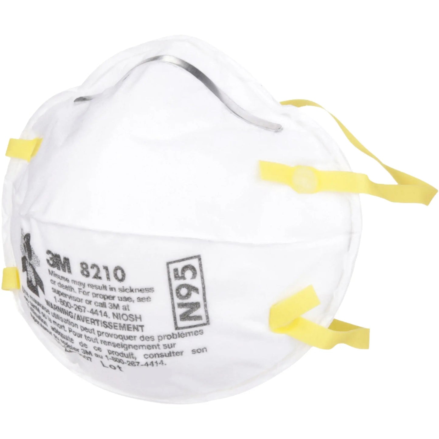 3M 8210 N95 Particulate Respirator Mask, White, Universal Size