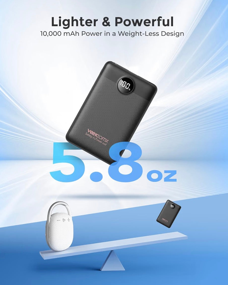 VEEKTOMX Mini Power Bank 10,000mAh | 22.5W Fast Charging Backup Power