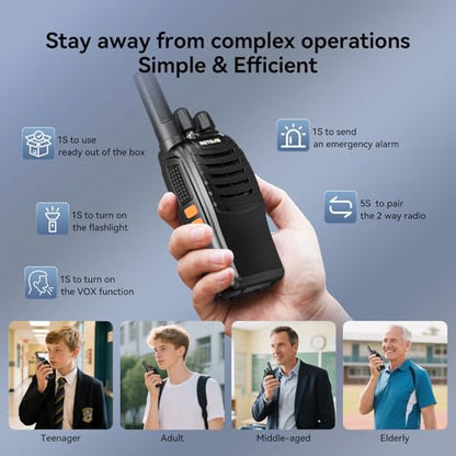 Retevis H-777 2 Way Radios, Walkie Talkies for Adults, Rechargeable Long Range Two Way Radio, Shock Resistant, Short Antenna for Business Education(10 Pack)
