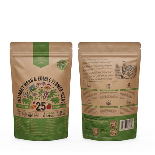 25 Most Popular Herb Seeds Variety Pack - 11,700 Non-GMO Heirloom Seeds for Planting Herbs in Individual Seed Packets for Hydroponic, Indoor & Outdoor Gardening