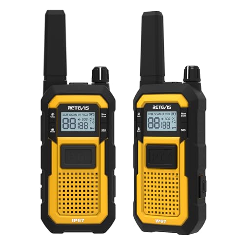Retevis RB48 Waterproof Walkie Talkies, Heavy Duty Two Way Radio, Advanced Triple Proof, Vibration Call, USB-C, SOS,2000mAh, NOAA, 2 Way Radio(2 Pack) Yellow