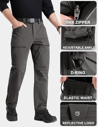 FREE SOLDIER Men's Tactical Water Repellent Ripstop Cargo Work Pants Men Hiking Nylon Spandex Trousers with 8 Pockets
