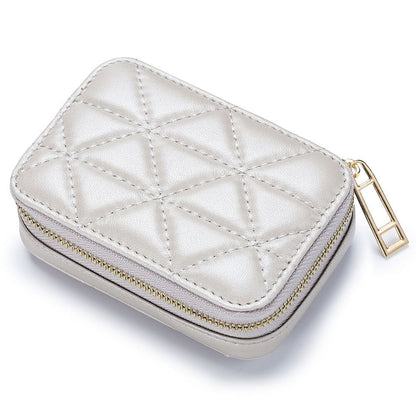Portable Lipstick Case with Mirror Brand Design Genuine Leather Cosmetic Bag Pouch Ladies Cosmetics Organizer Pouch Box Wallet