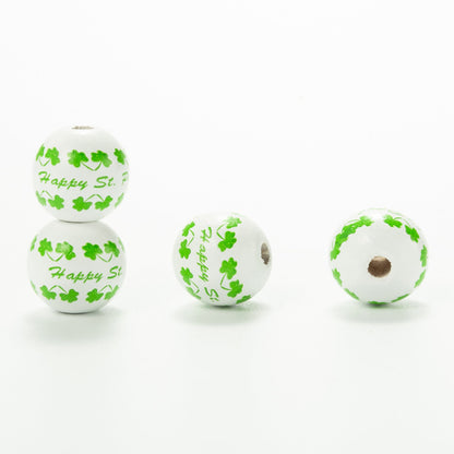 10pcs Irish Festival St. Patrick's Day Colorful Wooden Beads DIY Accessories