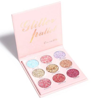 CmaaDu 9 Shades of Glitter Eyeshadow Makeup Matte and Metallic Glitter Glitter Powder