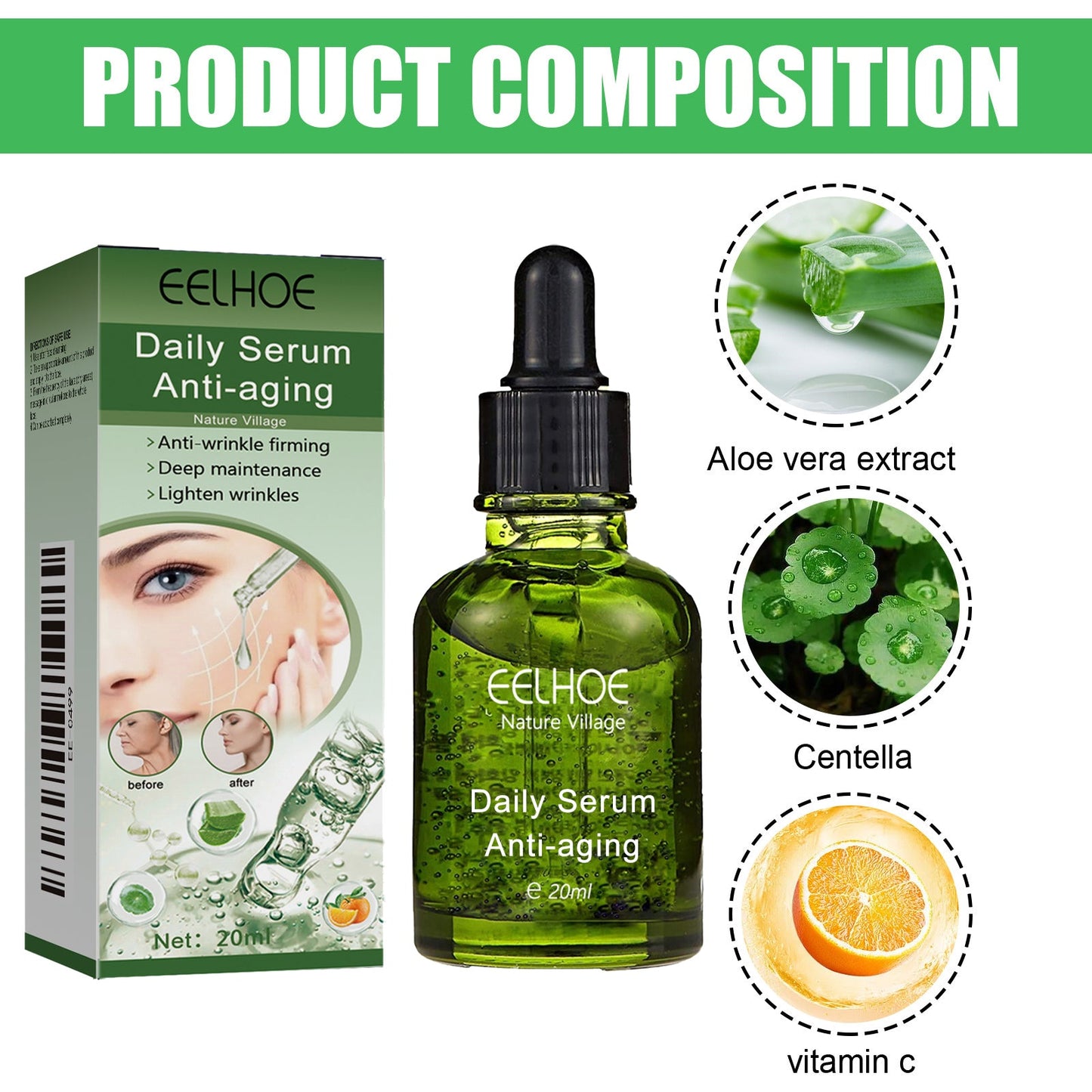 Deep Anti-Wrinkle Serum, Facial Firming Reduces Fine Lines And Wrinkles, Shrinks Pores And Improves Skin