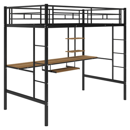 Loft Bed with Desk and Shelf   Space Saving Design Twin
