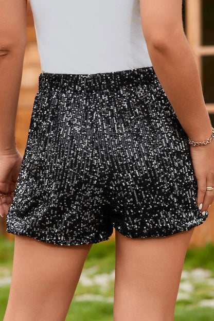 Sequin Elastic Waist Shorts