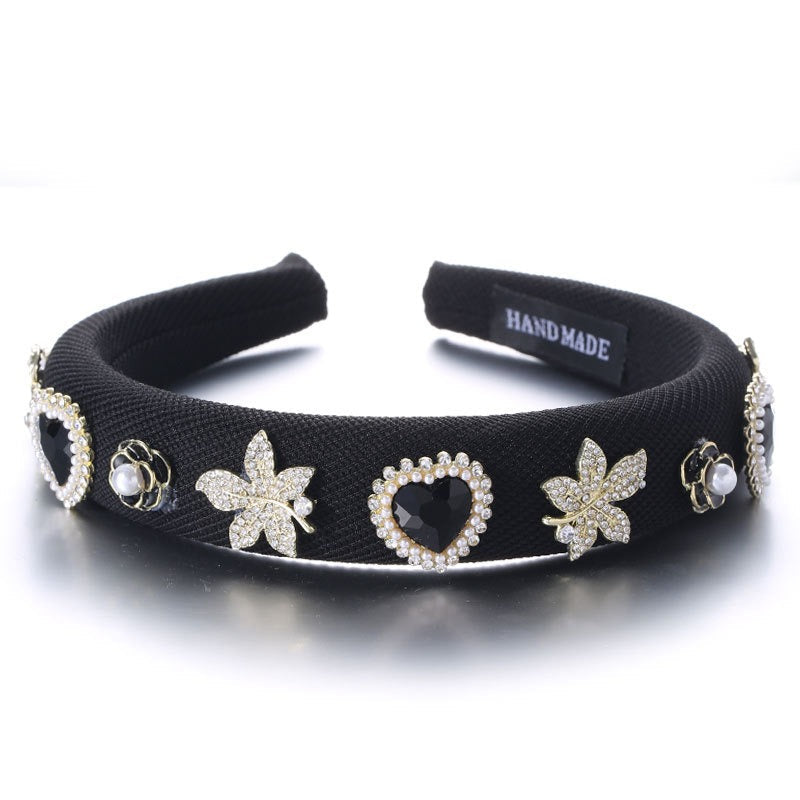 Fashionable Drip Oil Camellia Heart Solid Color Sponge Head Hoop